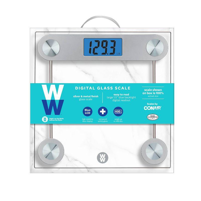 Digital Glass Scale with LCD Display and Backlight Clear - Weight Watchers: Electronic Personal Bathroom Scale, 400 lb Capacity