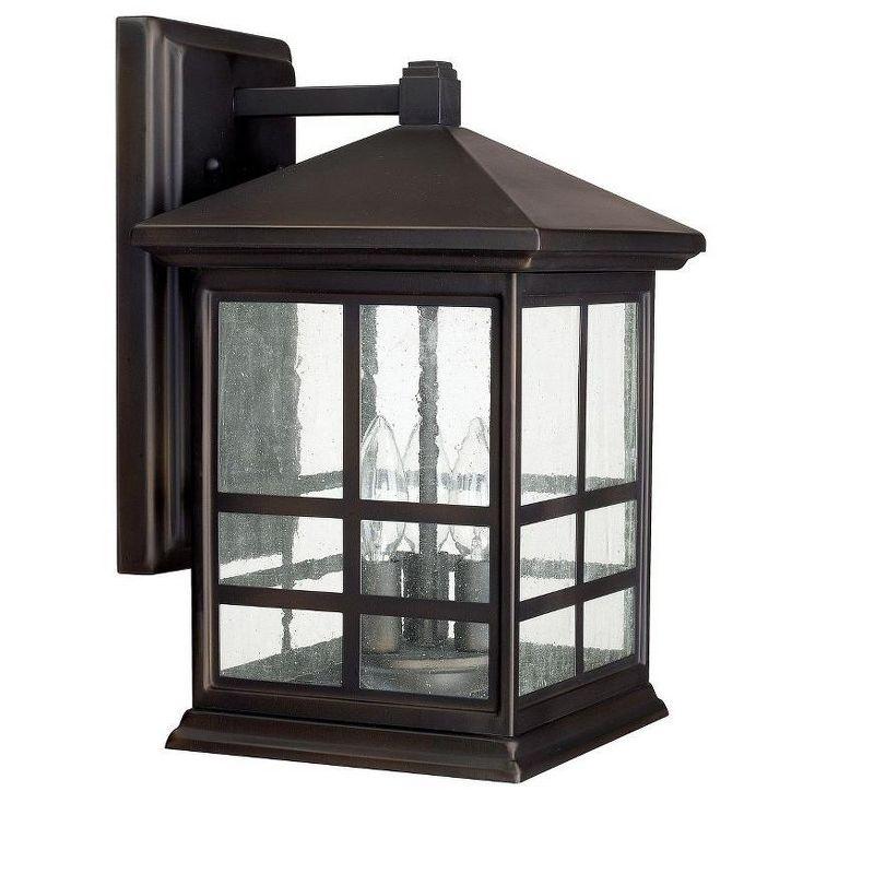 Preston Old Bronze 3-Light Outdoor Wall Lantern with Antiqued Water Glass