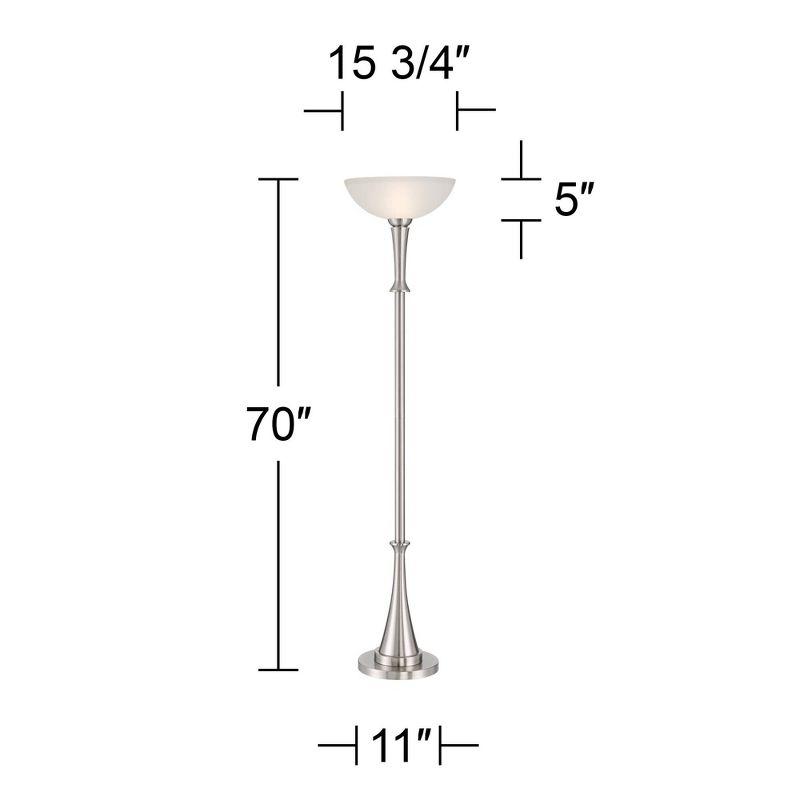 Brushed Nickel 70" Torchiere Floor Lamp with Glass Shade