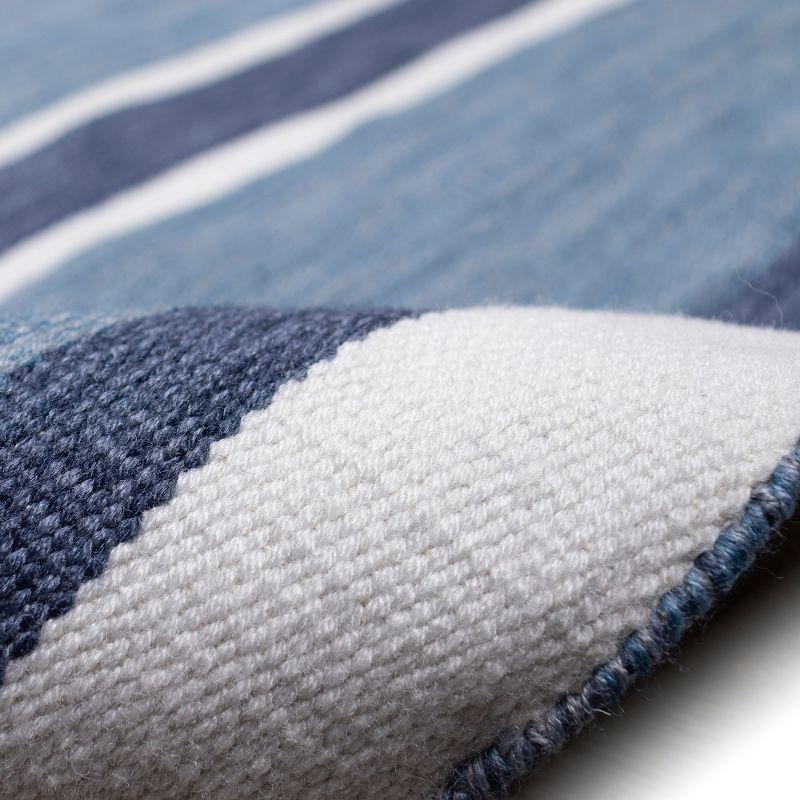 Handmade Reversible Flatweave Synthetic Rug 6' x 9' in Blue Stripe