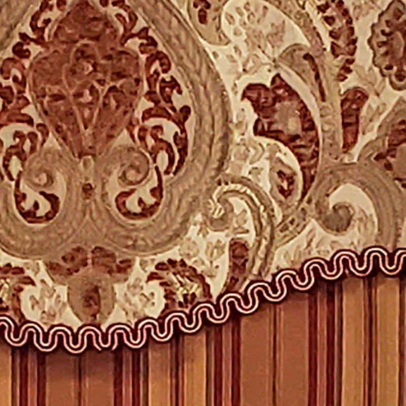 RLF Home Chenille Fabric with Damask Motive Paisley Dream Glory Valance 3" Rod Pocket 50" x 16" Gold/Bronze