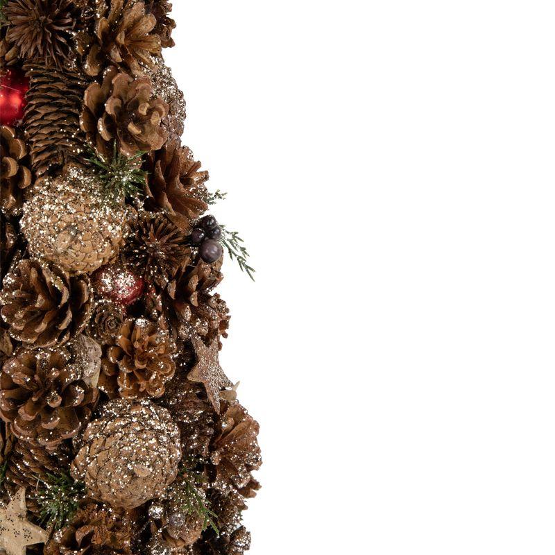 Northlight Pinecone, Berry and Star Cutouts Christmas Cone Tree Decoration - 17"