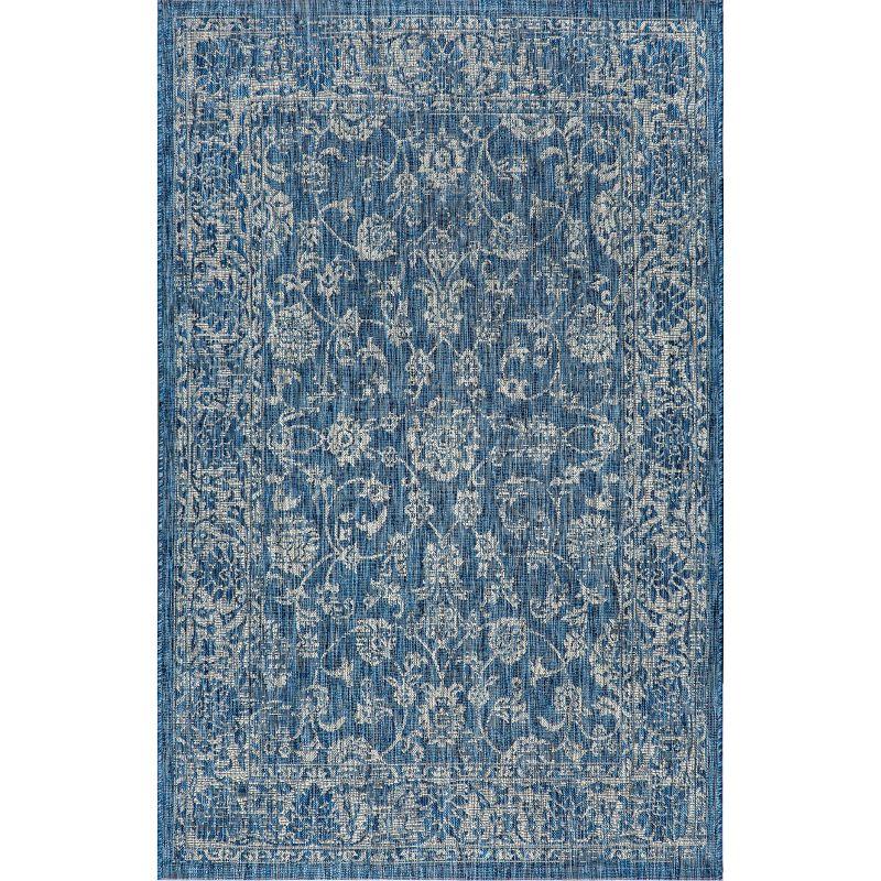 Bohemian Textured Floral Navy/Gray 3'x5' Synthetic Area Rug