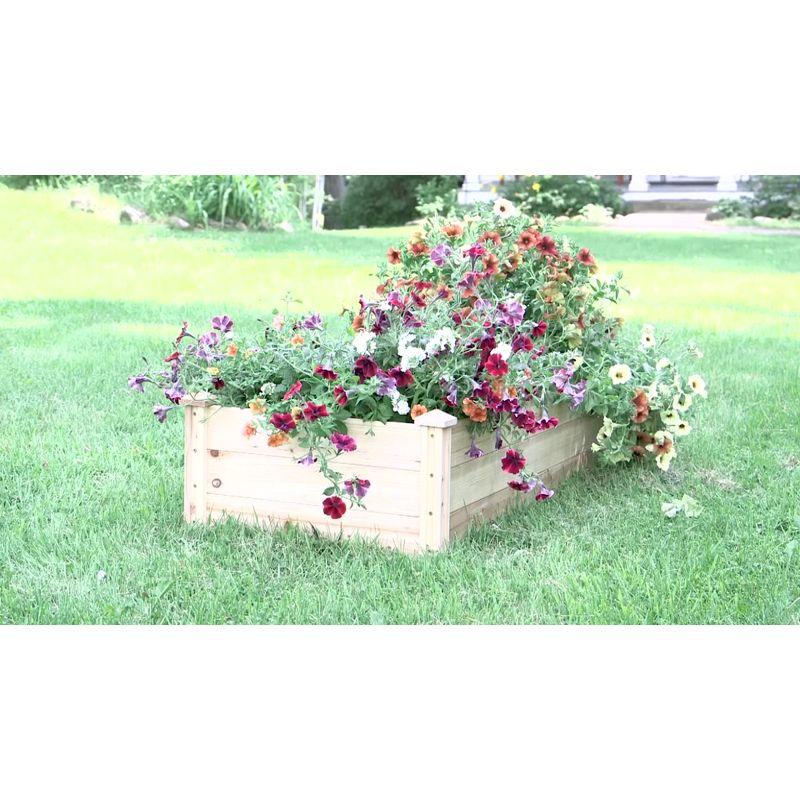 Sunnydaze Outdoor Rectangular Wood Raised Garden Bed for Flower, Vegetable, and Herb Gardening - 24" W x 48.25" L x 12.25" H - Brown