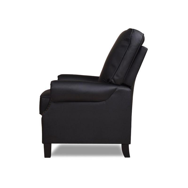 Ink Black Leather Wood 30" Traditional Recliner Accent Chair