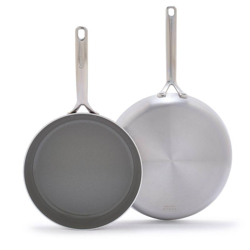 GreenPan GP5 Stainless Steel 5-PLY Healthy Ceramic Nonstick 2pc FryPan Set 10" & 12" PFAS-Free