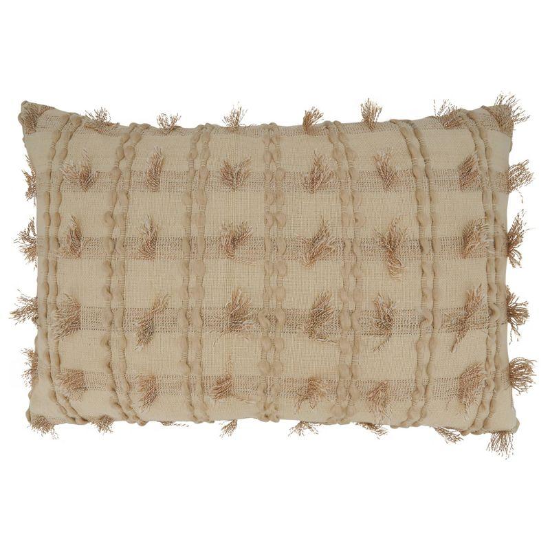 Saro Junia Collection Fringed Cotton Pillow Cover