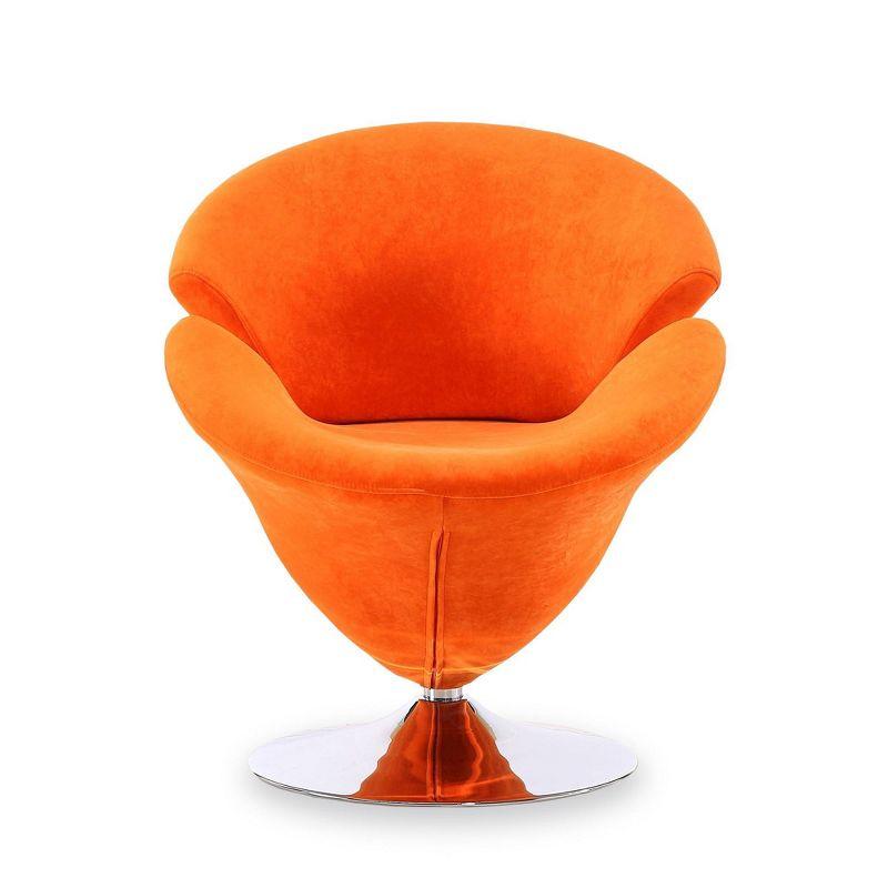 Tulip Velvet Swivel Accent Chair Orange - Manhattan Comfort: Armless, Metal Frame, Semi-Gloss Finish, No Assembly Required