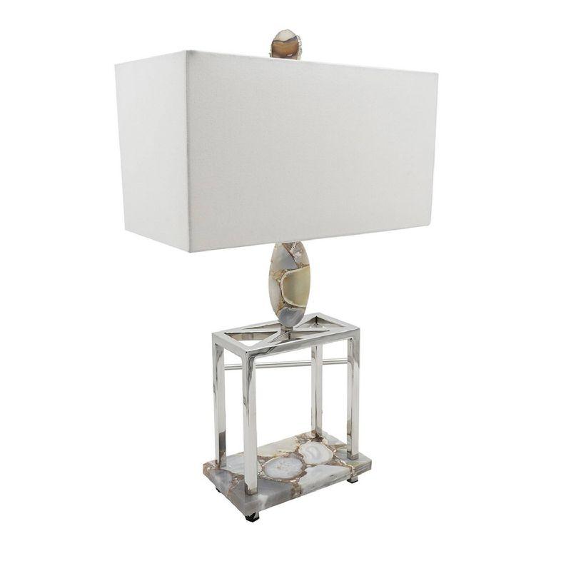 16"x27" Agate Table Lamp Silver/Gray - A&B Home
