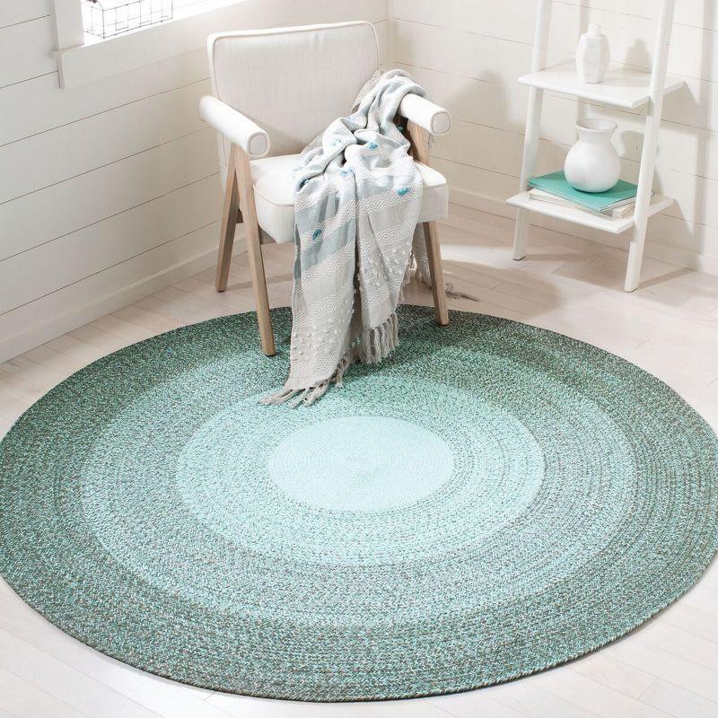 Hand-Knotted Blue Cotton Round Area Rug