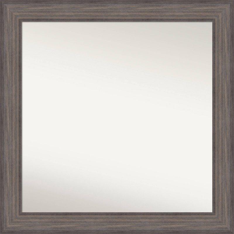 31" x 31" Brown Wood Rectangular Bathroom Vanity Mirror