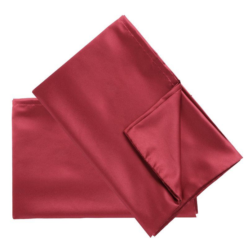 PiccoCasa Silky Satin Soft Breathable Envelope Closure Pillowcases 2 Pcs Burgundy 20"x26"
