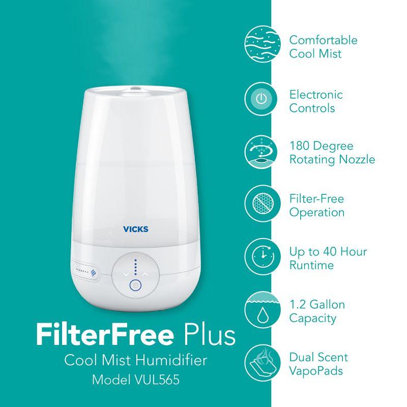 Vicks Filter Free Plus Cool Mist Ultrasonic Humidifier - 1.2gal