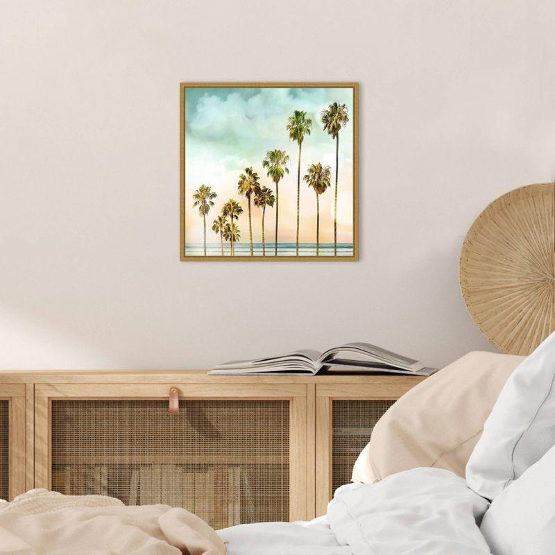 16" x 16" Beach Palms I by Devon Davis Framed Canvas Wall Art - Amanti Art: Modern Style, Nature Lithograph