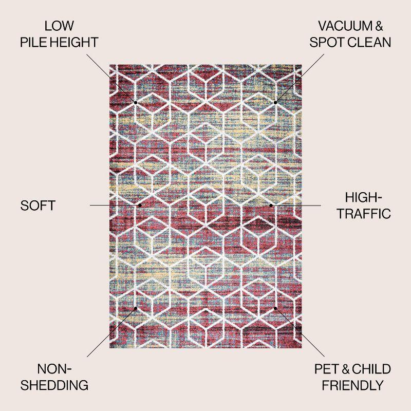 4'x6' Tumbling Blocks Modern Geometric Area Rug, Multi/White - JONATHAN Y