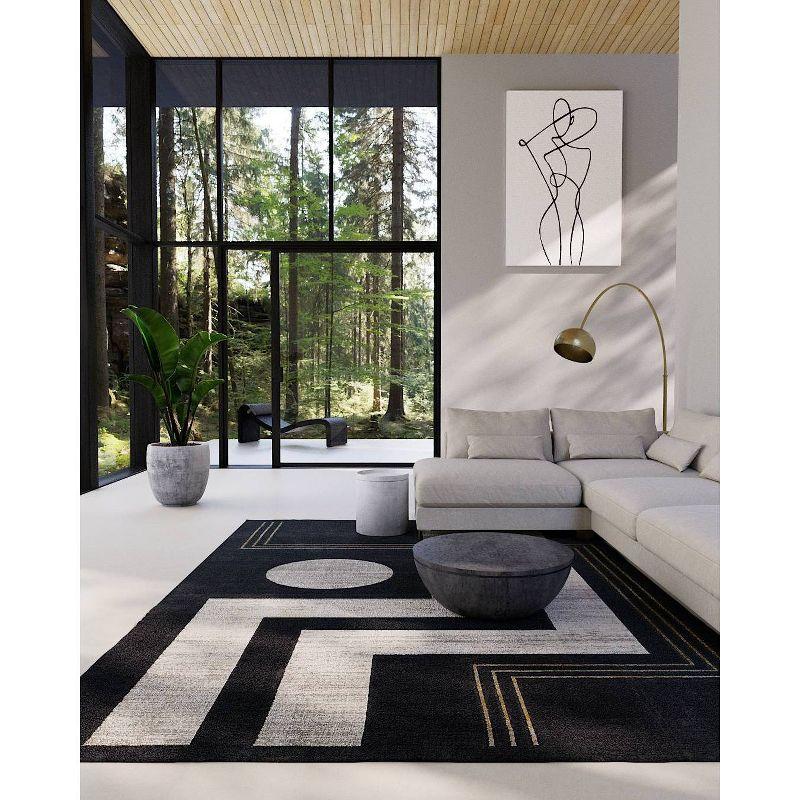 Momeni 2'2"x7'7" Edition Angular Machine Loomed Runner Rug Charcoal Gray: Geometric Polyester Indoor Low Pile Rug