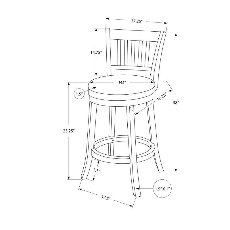 Monarch Specialties Bar Stool Set Of 2 Swivel Counter Height Kitchen White Wood Grey Leather Look Transitional