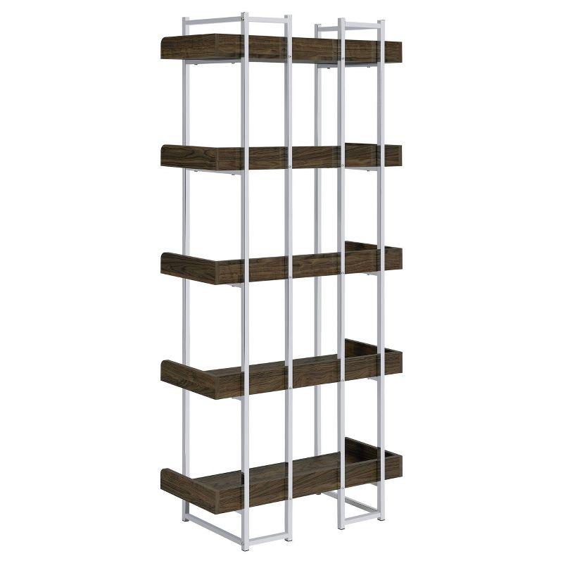 70.25" Angelica 5 Shelf Bookcase Walnut - Coaster: Tall, Open Storage, Modern Design