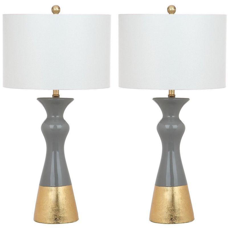 Milan Inspired Grey & Gold Ceramic 30.5" Table Lamp Set