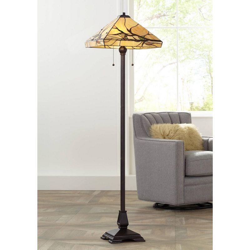 Tiffany Bronze 62" Floor Lamp with Stained Glass Shade