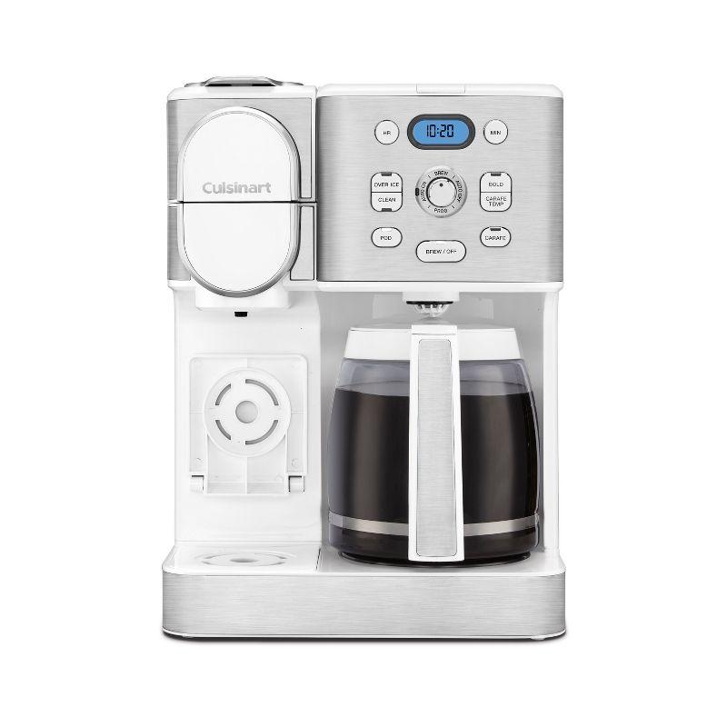 Cuisinart White Stainless Steel 2-in-1 Coffee Maker with Carafe