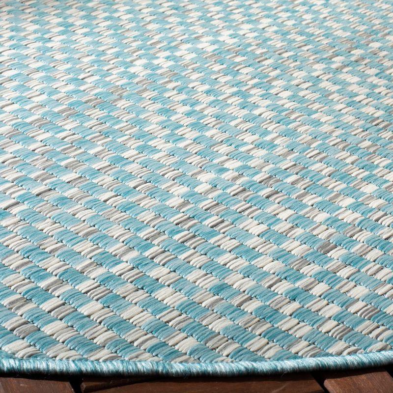 Courtyard CY8653 Power Loomed Indoor and Outdoor Area Rug - Light Blue/Light Grey - 5'3" Round - Safavieh