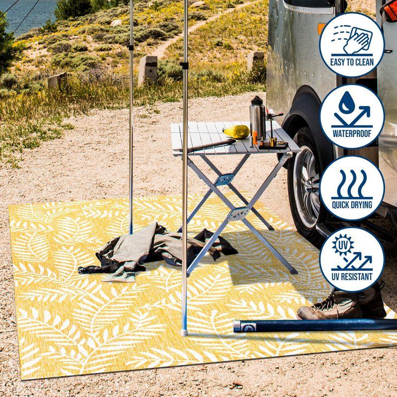 5' x 8' Nevis Palm Frond Indoor/Outdoor Area Rug, Yellow/Cream - JONATHAN Y