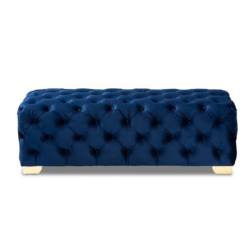 Avara Velvet Button Tufted Bench Ottoman - Baxton Studio