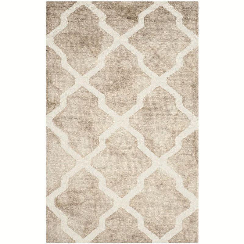 Beige and Ivory Hand-Tufted Wool Rectangular Rug