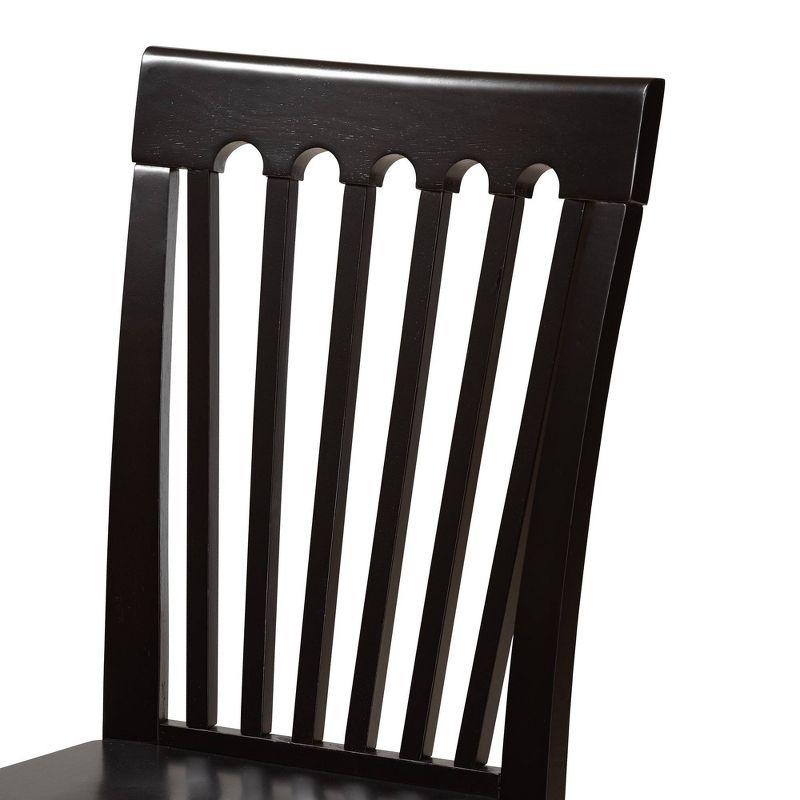 2pc MinetteWood Dining Chair Set Dark Brown - Baxton Studio: Elegant Scoop Seat, Polyester Upholstery