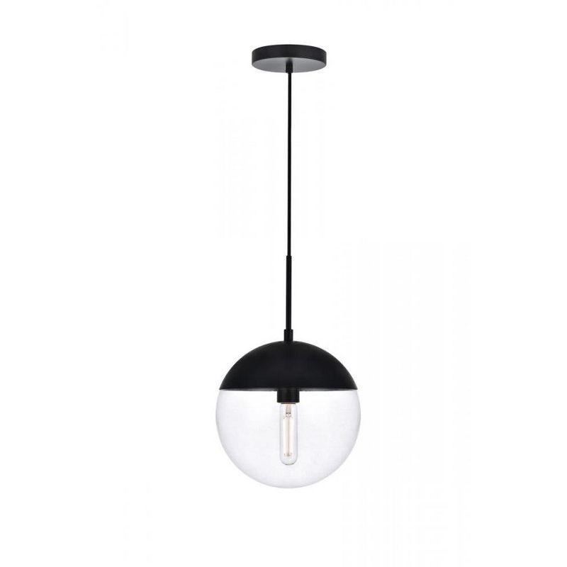 Elegant Lighting Eclipse 1 Light Black Pendant With Clear Glass