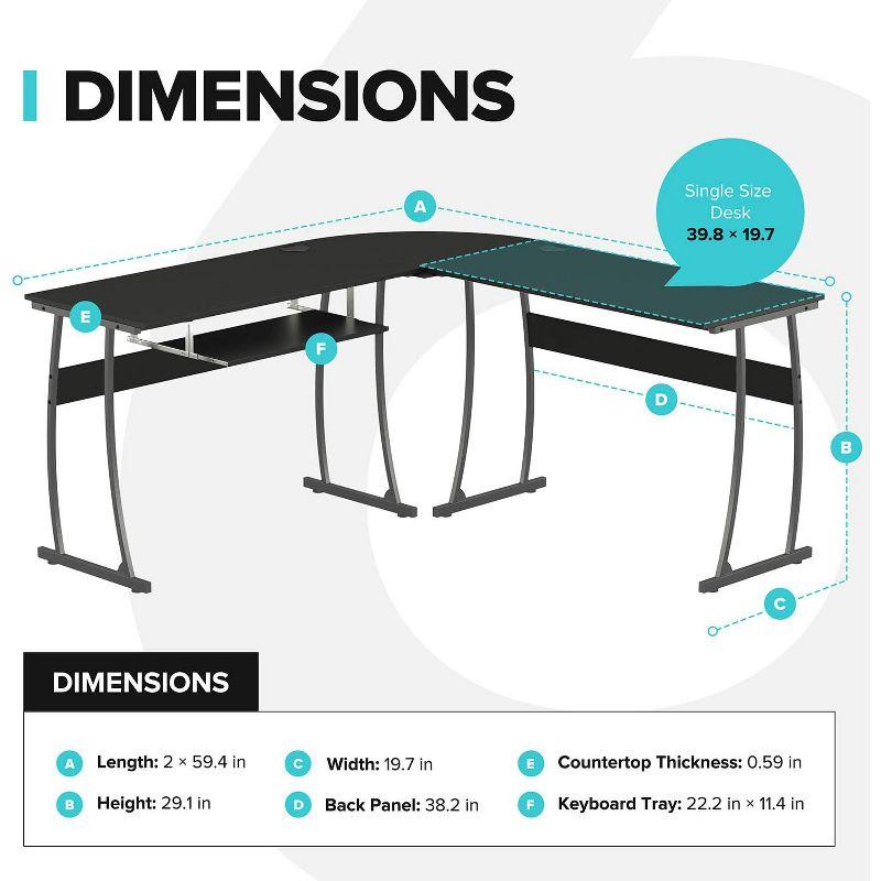 RIF6 L Shaped Modern Computer Office Desk w/ Keyboard Tray, Easy Assembly