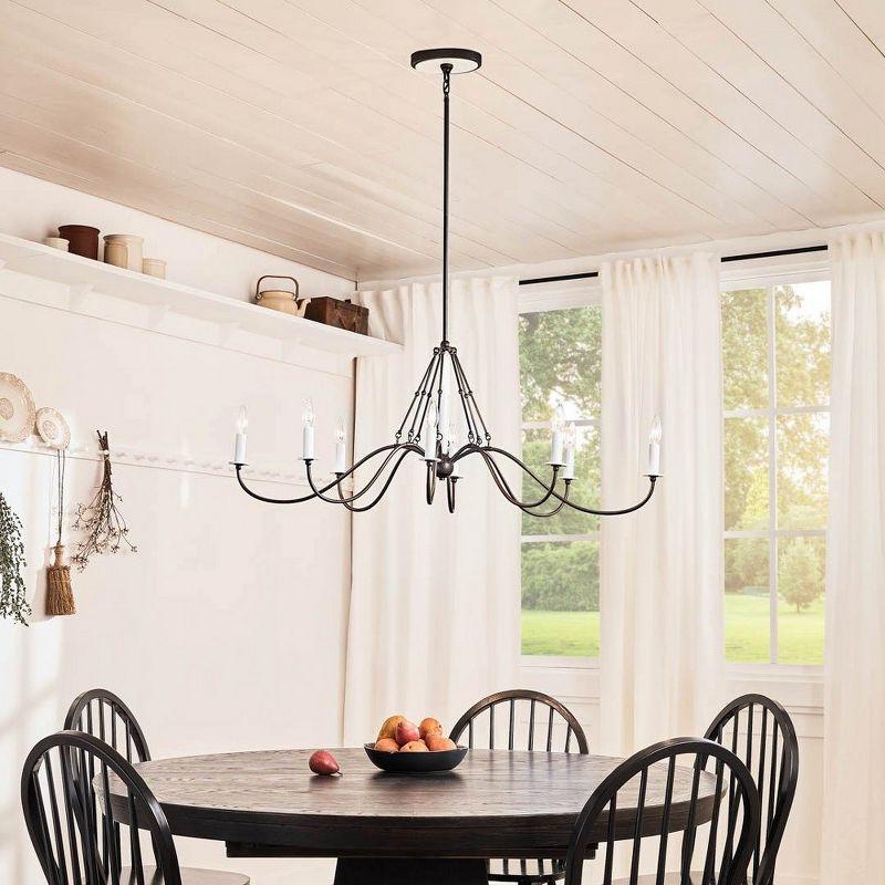 Freesia 44" 8-Light Anvil Iron Candle Chandelier