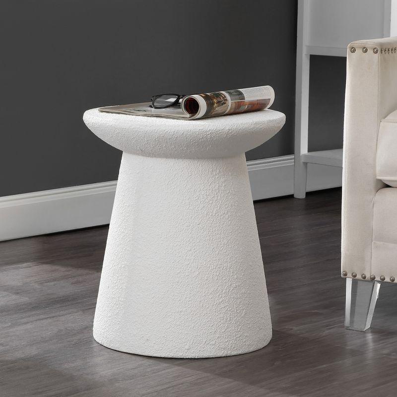 Hollie 18" White Frosted Minimalist Drum Accent Table