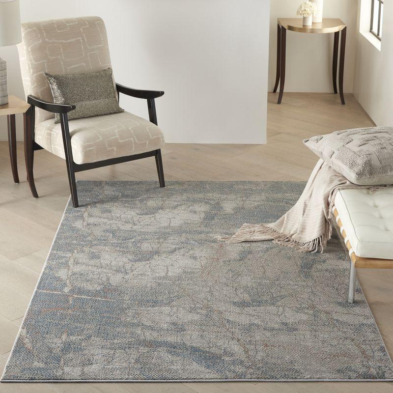 Rustic Textures Light Grey/Blue Synthetic 5'3" x 7'3" Area Rug