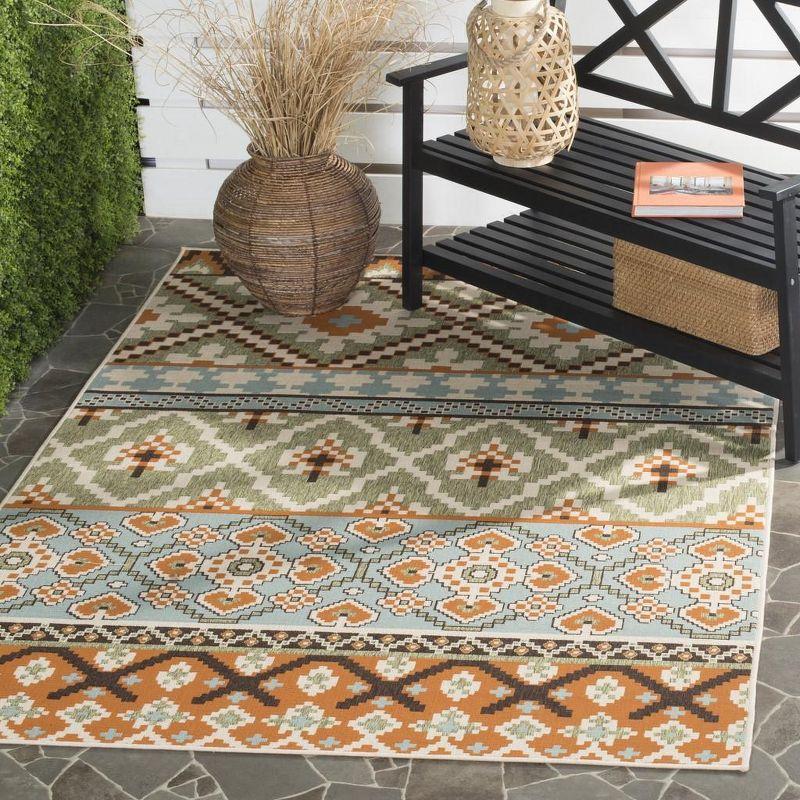 Veranda VER097 Power Loomed Indoor and Outdoor Area Rug - Green/Terracotta - 5'3"x7'7" - Safavieh.