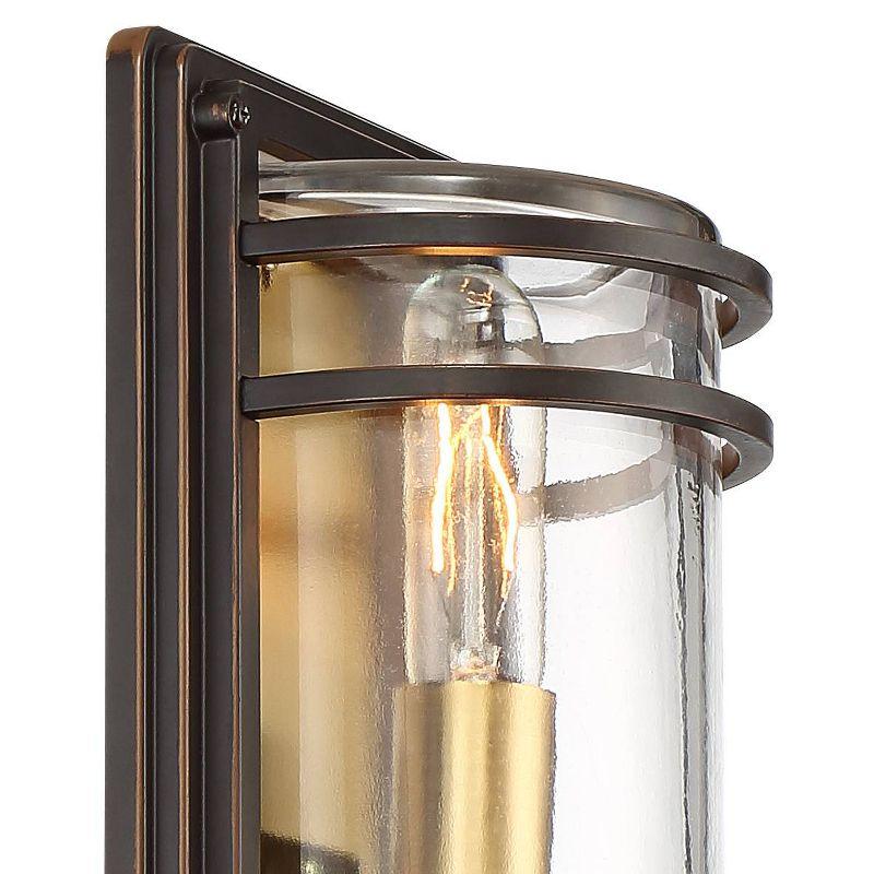 John Timberland Habitat Modern Outdoor Wall Light Fixture Bronze Warm Brass 16" Clear Glass for Post Exterior Barn Deck House Porch Yard Patio Home