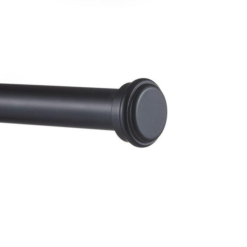 EXCLUSIVE HOME Topper 1" Curtain Rod and Coordinating Finial Set, Matte Black, Adjustable 66"-120"