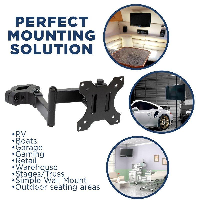 Mount-It! Universal VESA Pole Mount with Articulating Arm | Full Motion TV Pole Mount Bracket | VESA 75 100 | Fits TVs or Monitors Up to 32 Inches