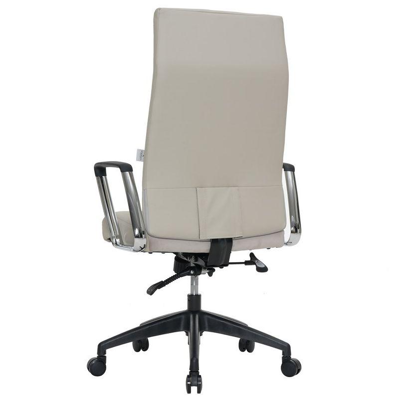 LeisureMod Hilton High-Back Adjustable Office Conference Chair Upholstered in Leather with Steel Frame, Swivel Base, and Ergonomic Support