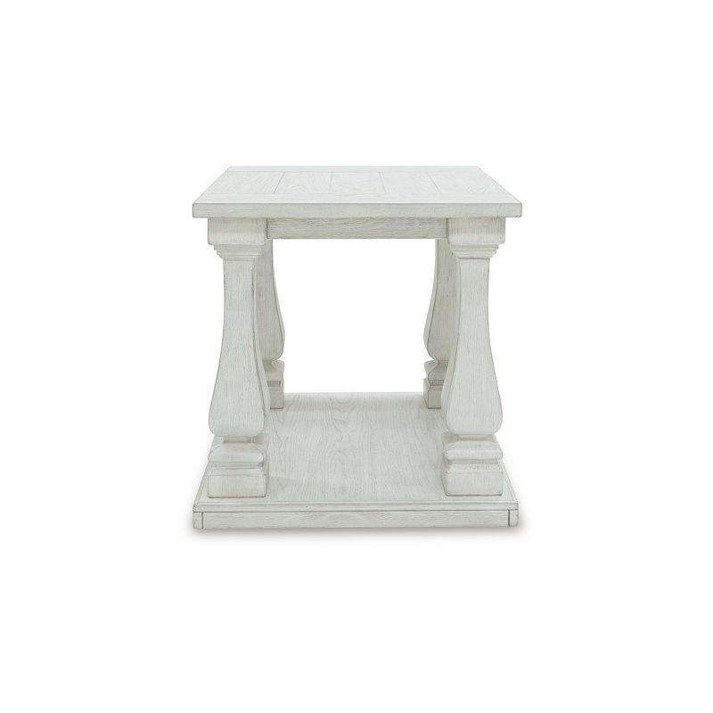 Antique White Rectangular Traditional Wood End Table