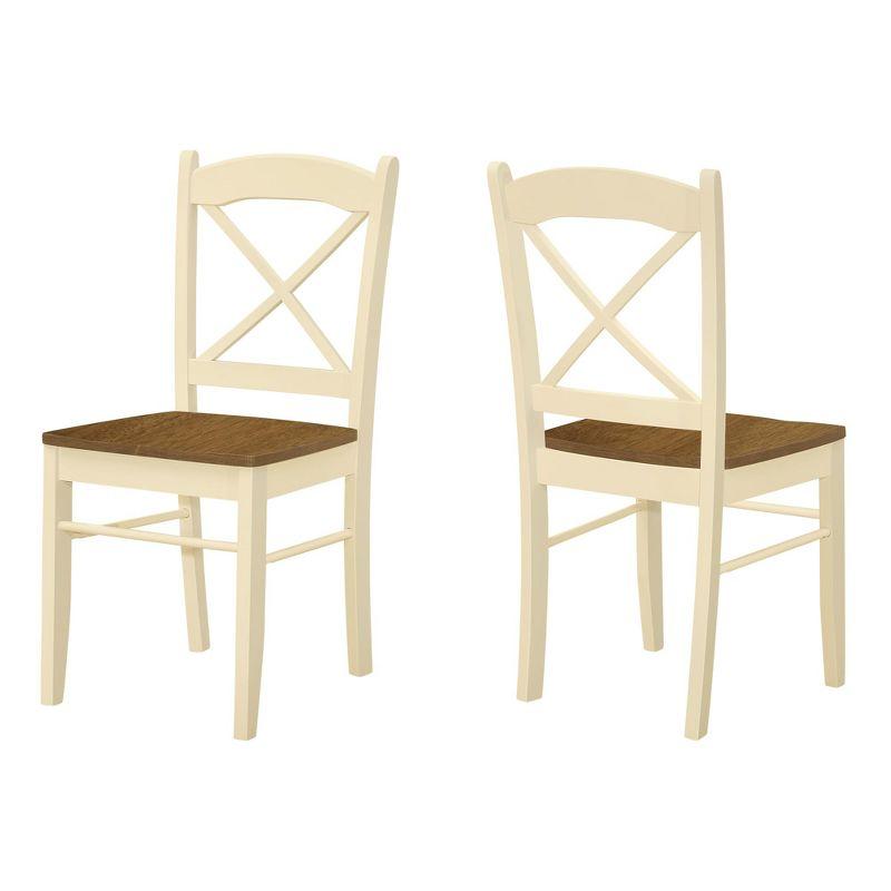 Monarch Specialties Dining Chair Set Of 2 Side Kitchen Dining Room Oak And Cream Wood Legs Transitional