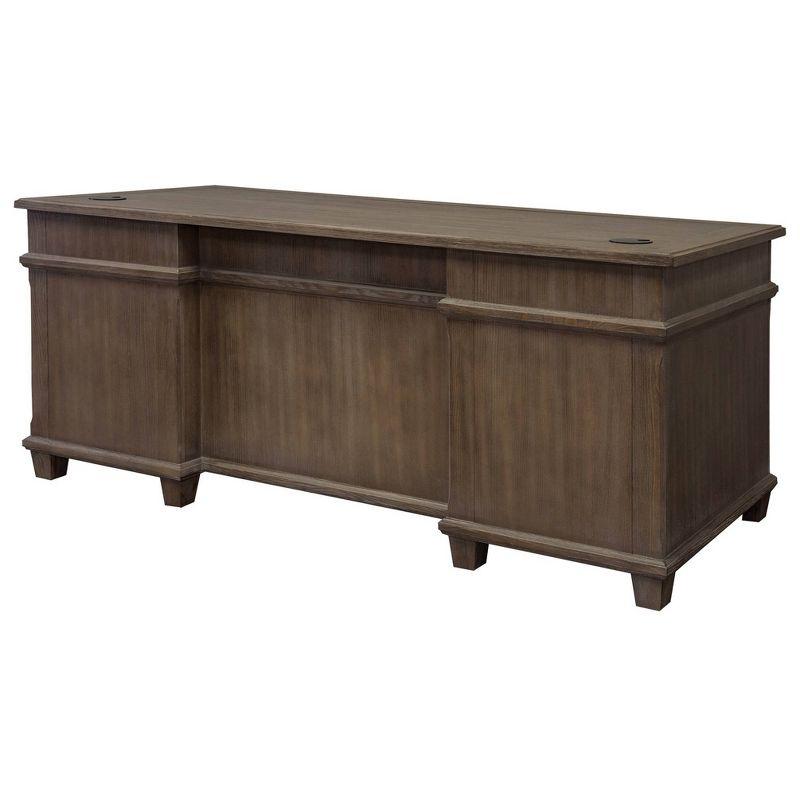 Carson Double Pedestal Desk Brown - Martin Furniture: Solid Wood, Veneers, No Assembly Required