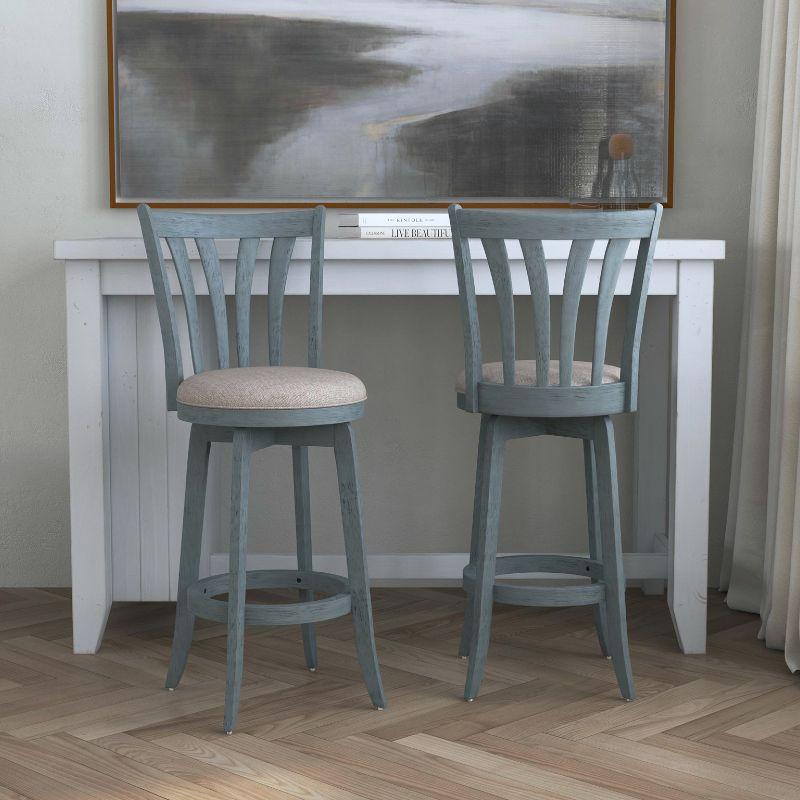 30" Savana Swivel Barstool Blue Wirebrush/Cream: Upholstered, Wood Frame - Hillsdale Furniture