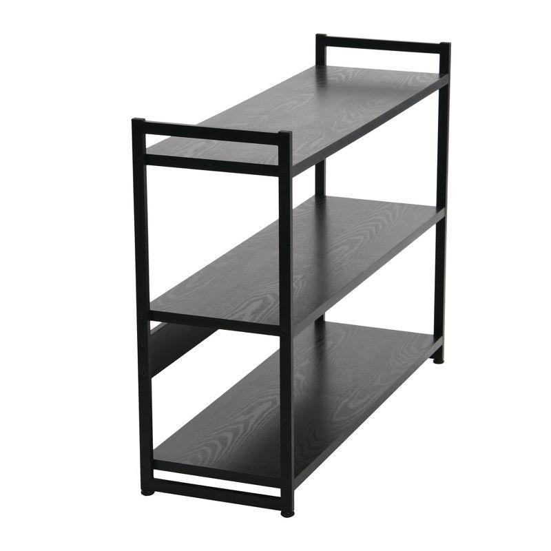 Household Essentials 32.5" Jamestown Wide 3 Shelf Bookshelf Black Oak: Sturdy Iron Frame, Adult Assembly Required