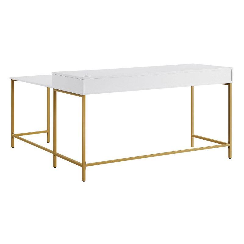 Modern Life L Shaped Desk White - OSP Home Furnishings: Home Office Furniture with All Purpose Drawer