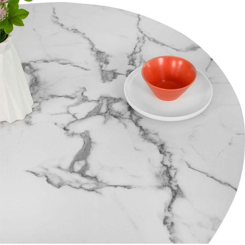 White Round Marble Dining Table with Gold Steel Base