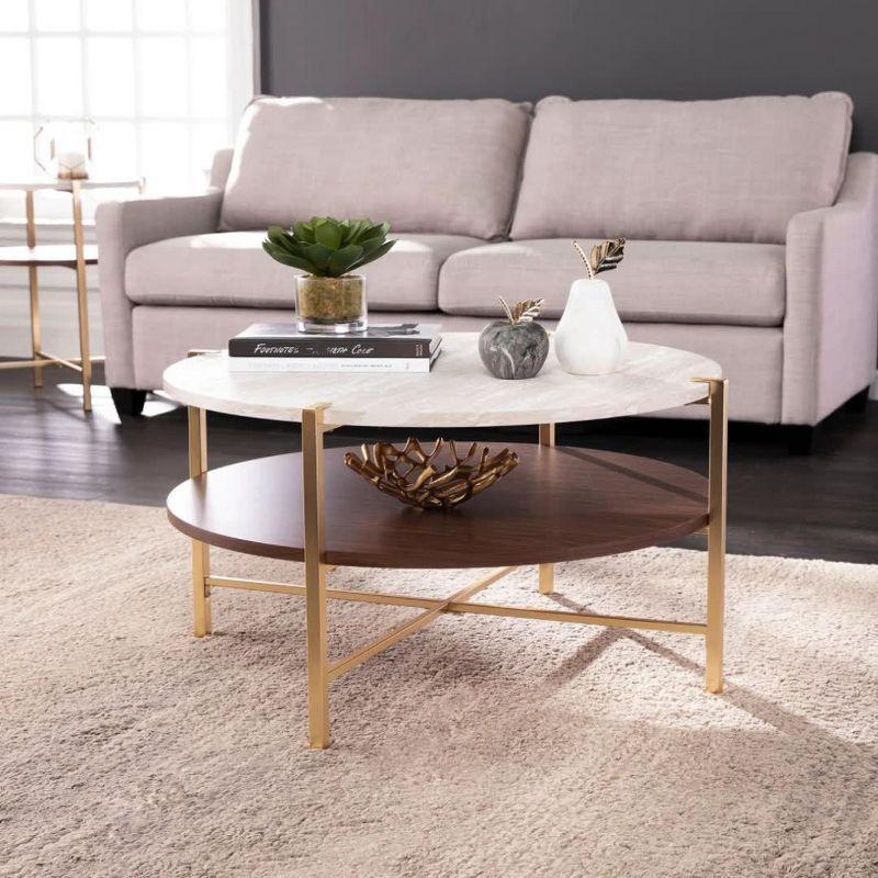 Ardmillan Round Faux Marble Cocktail Table - CK1004990 - Brass - SEI