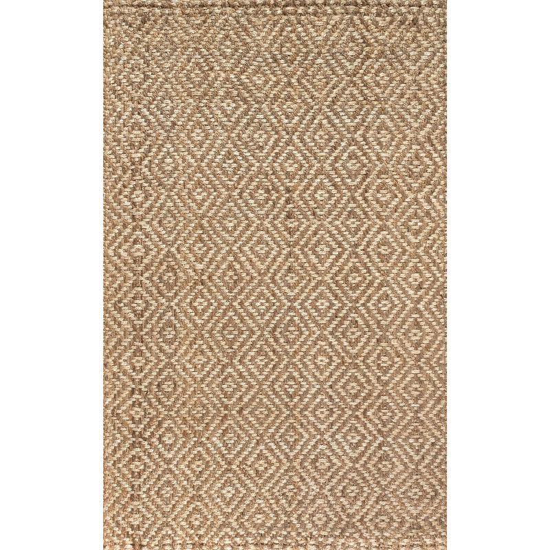 3'x5' Hira Hand Woven Diamond Chunky Jute Area Rug, Natural  - JONATHAN Y