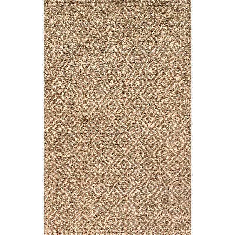 Ivory Diamond Braided Handmade Reversible 8' x 10' Jute Rug